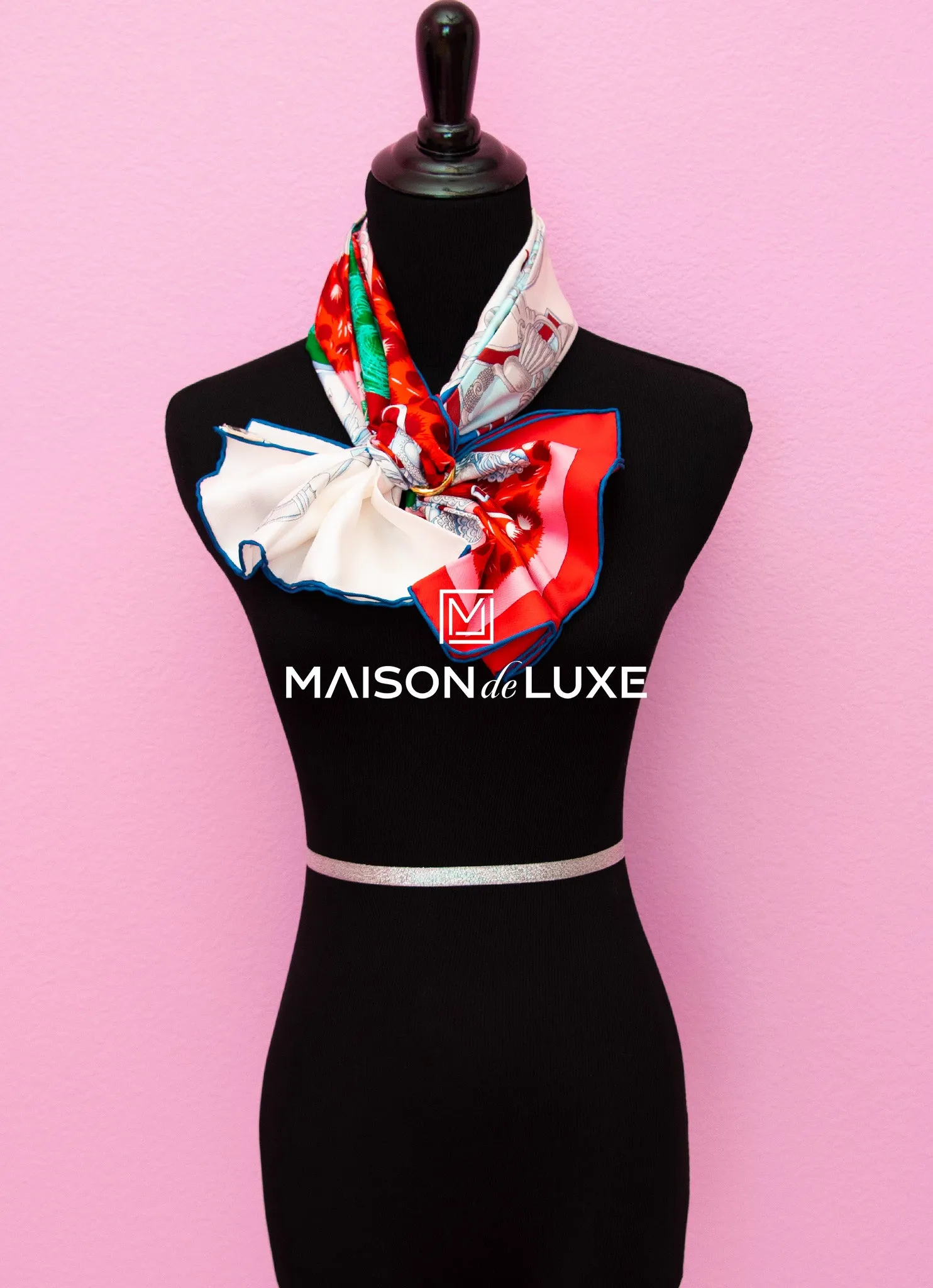 Hermes "Plumets du Roy" Red Twill Silk 90 cm Scarf