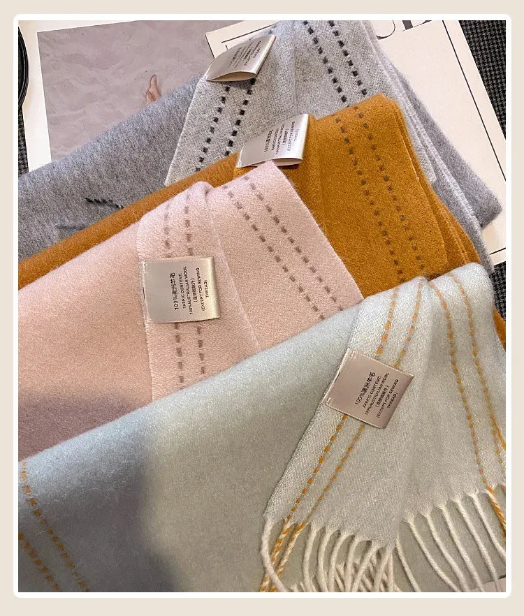 High-Quality 100% Wool Scarf | Women's Classic Soft Cashmere Muffler | EnigmaParis