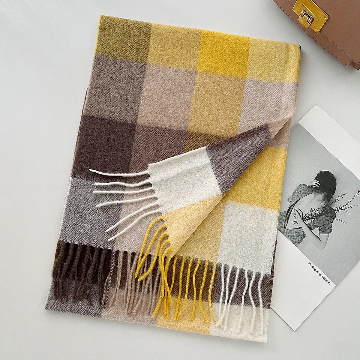 High-Quality 100% Wool Scarf | Women's Classic Soft Cashmere Muffler | EnigmaParis