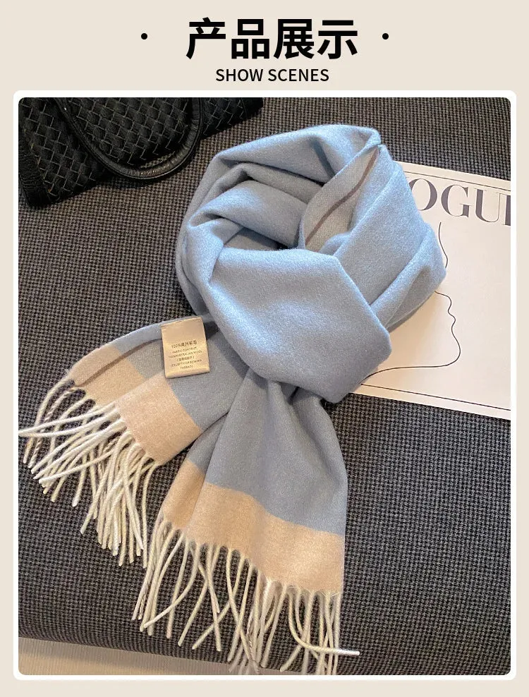 High-Quality 100% Wool Scarf | Women's Classic Soft Cashmere Muffler | EnigmaParis