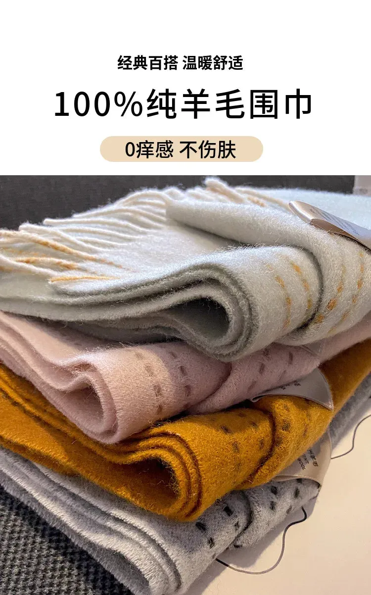 High-Quality 100% Wool Scarf | Women's Classic Soft Cashmere Muffler | EnigmaParis