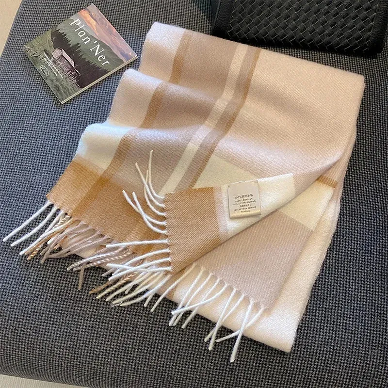 High-Quality 100% Wool Scarf | Women's Classic Soft Cashmere Muffler | EnigmaParis