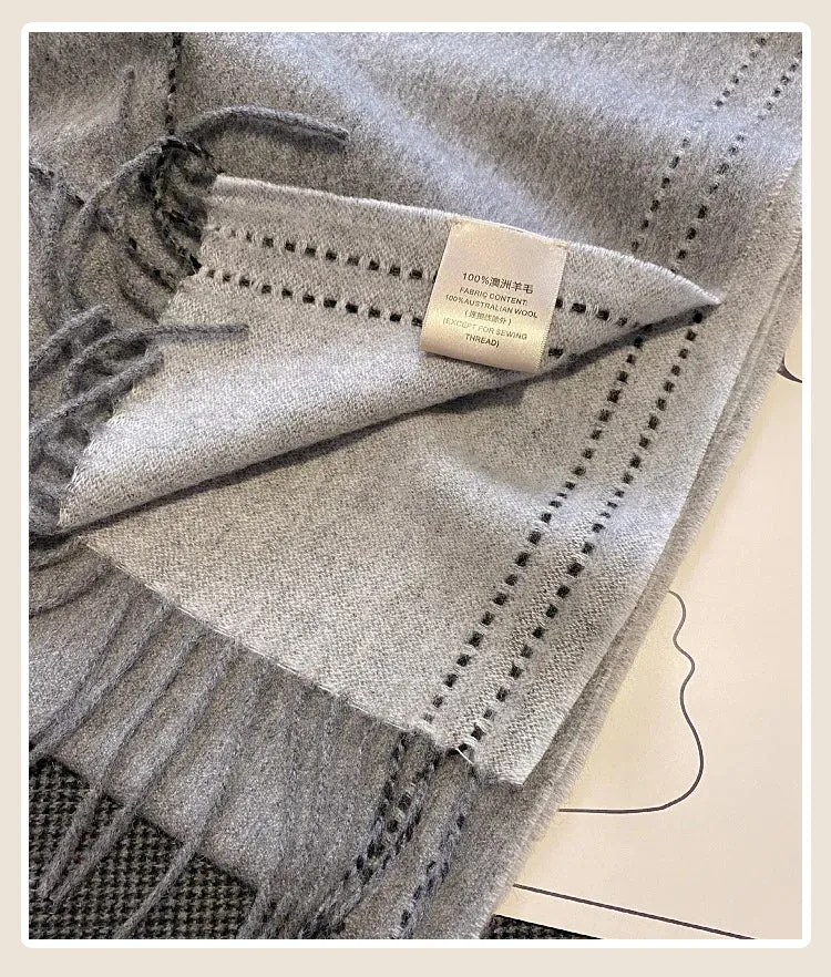 High-Quality 100% Wool Scarf | Women's Classic Soft Cashmere Muffler | EnigmaParis