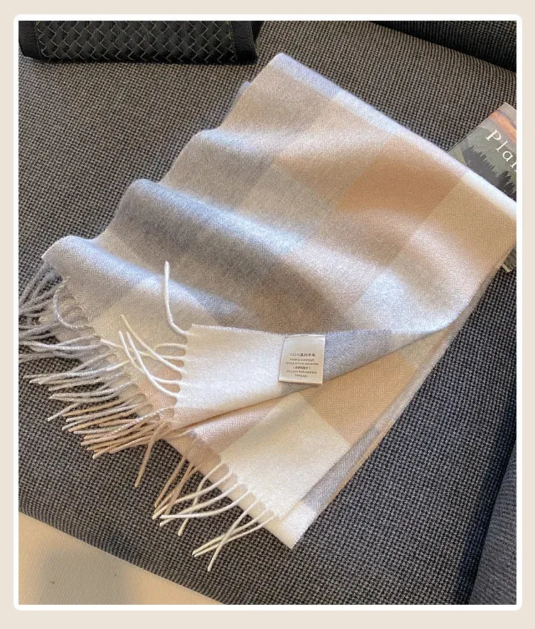 High-Quality 100% Wool Scarf | Women's Classic Soft Cashmere Muffler | EnigmaParis