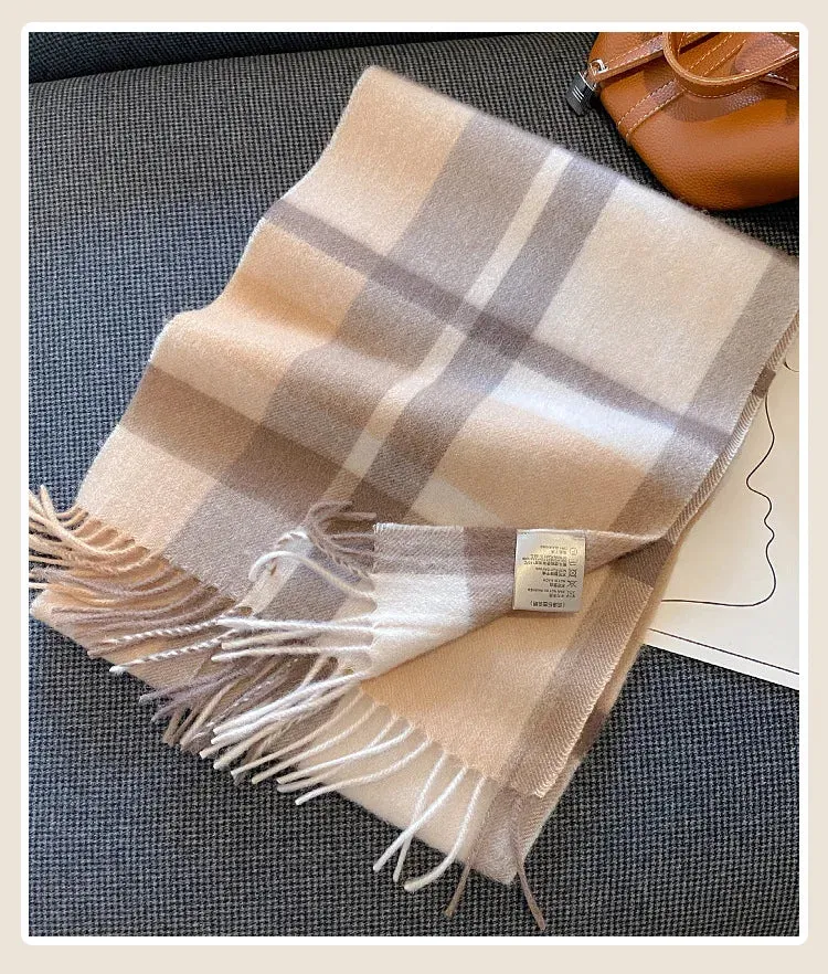 High-Quality 100% Wool Scarf | Women's Classic Soft Cashmere Muffler | EnigmaParis