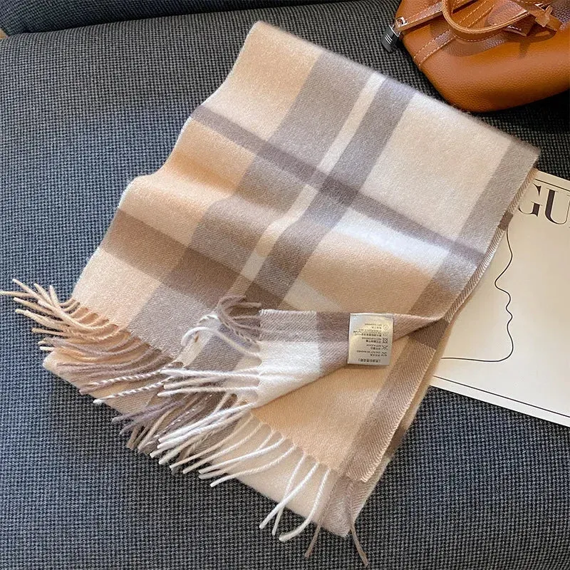 High-Quality 100% Wool Scarf | Women's Classic Soft Cashmere Muffler | EnigmaParis