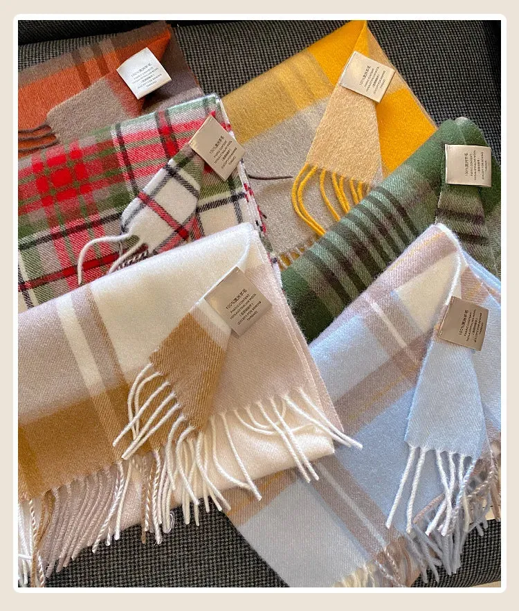 High-Quality 100% Wool Scarf | Women's Classic Soft Cashmere Muffler | EnigmaParis
