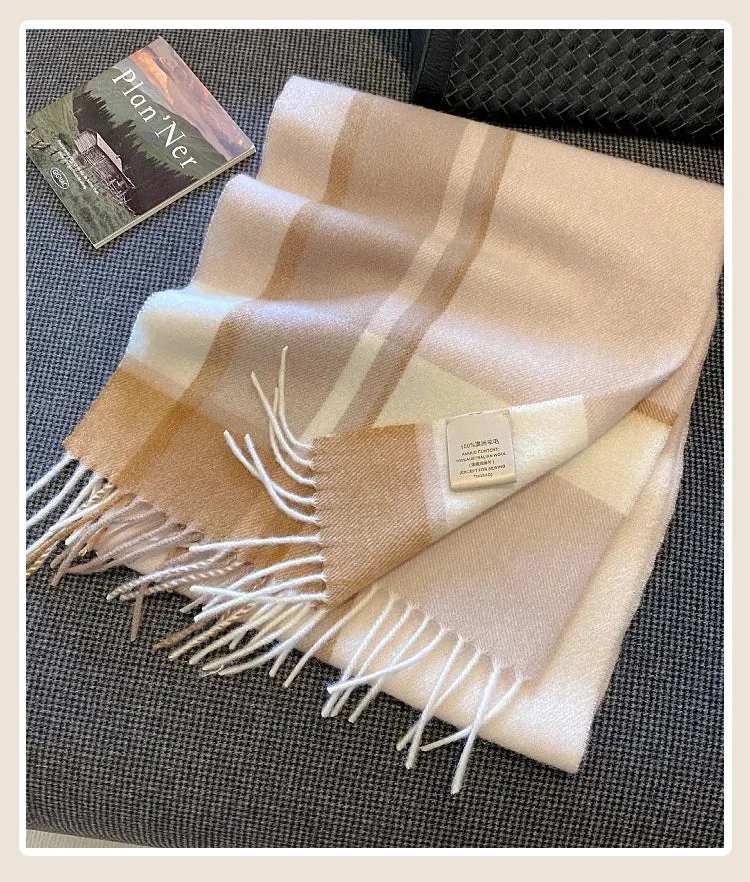 High-Quality 100% Wool Scarf | Women's Classic Soft Cashmere Muffler | EnigmaParis