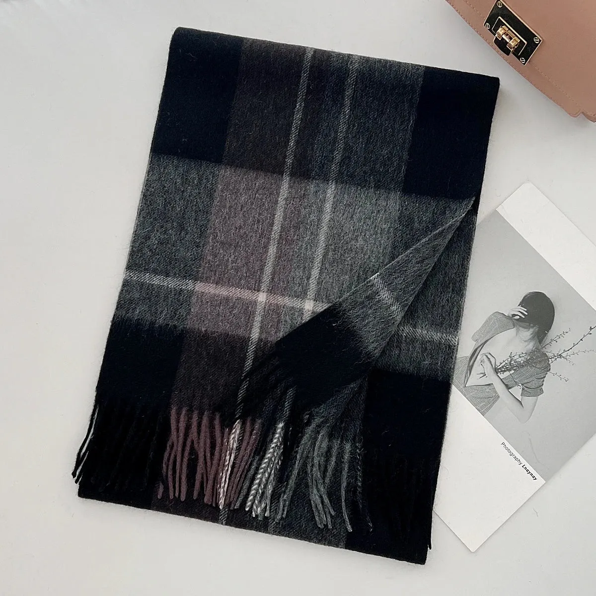 High-Quality 100% Wool Scarf | Women's Classic Soft Cashmere Muffler | EnigmaParis