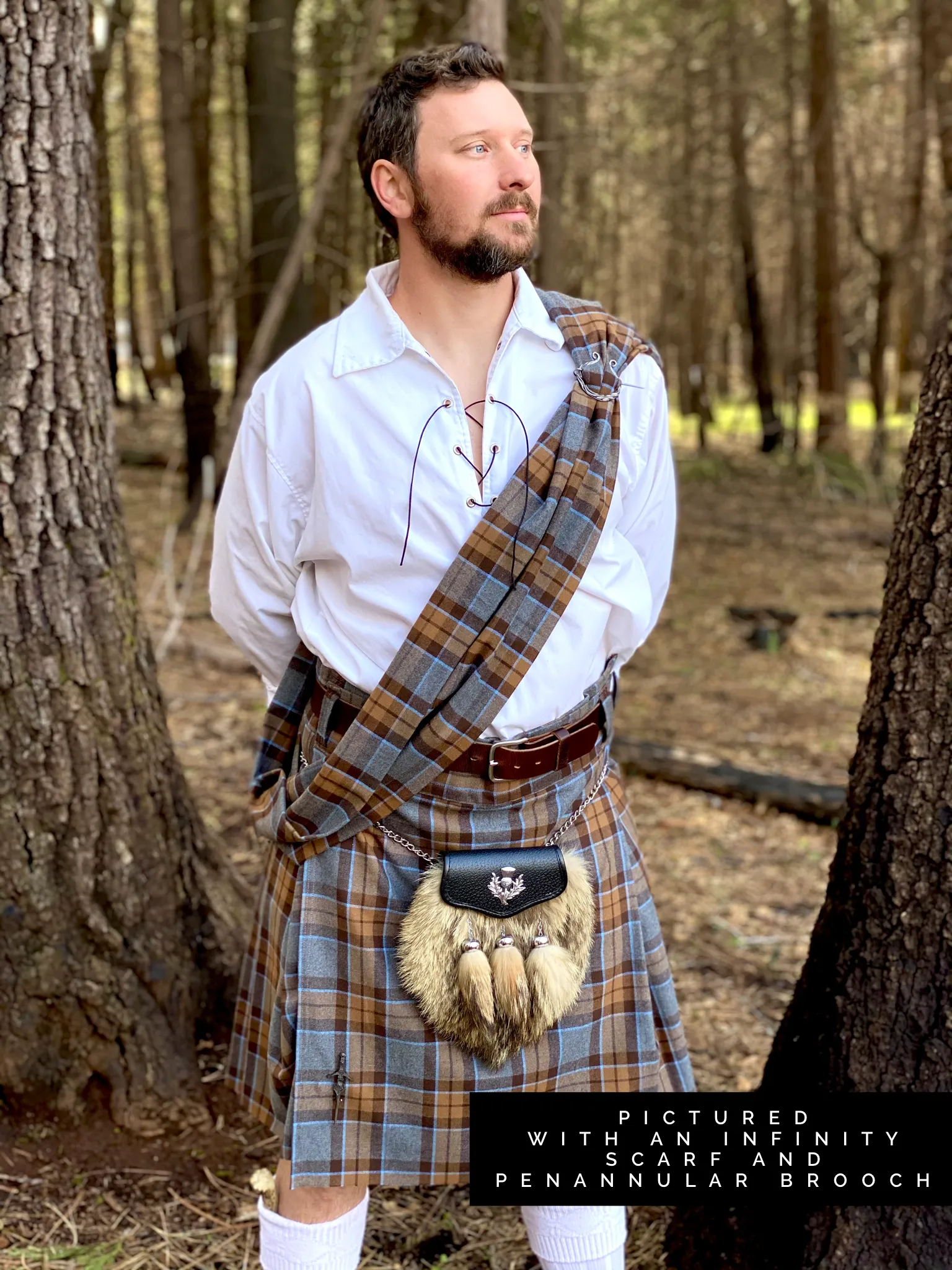 Infinity Scarf - Outlander Clan MacKenzie Inspired Gray, Brown and Light Blue Cotton Flannel