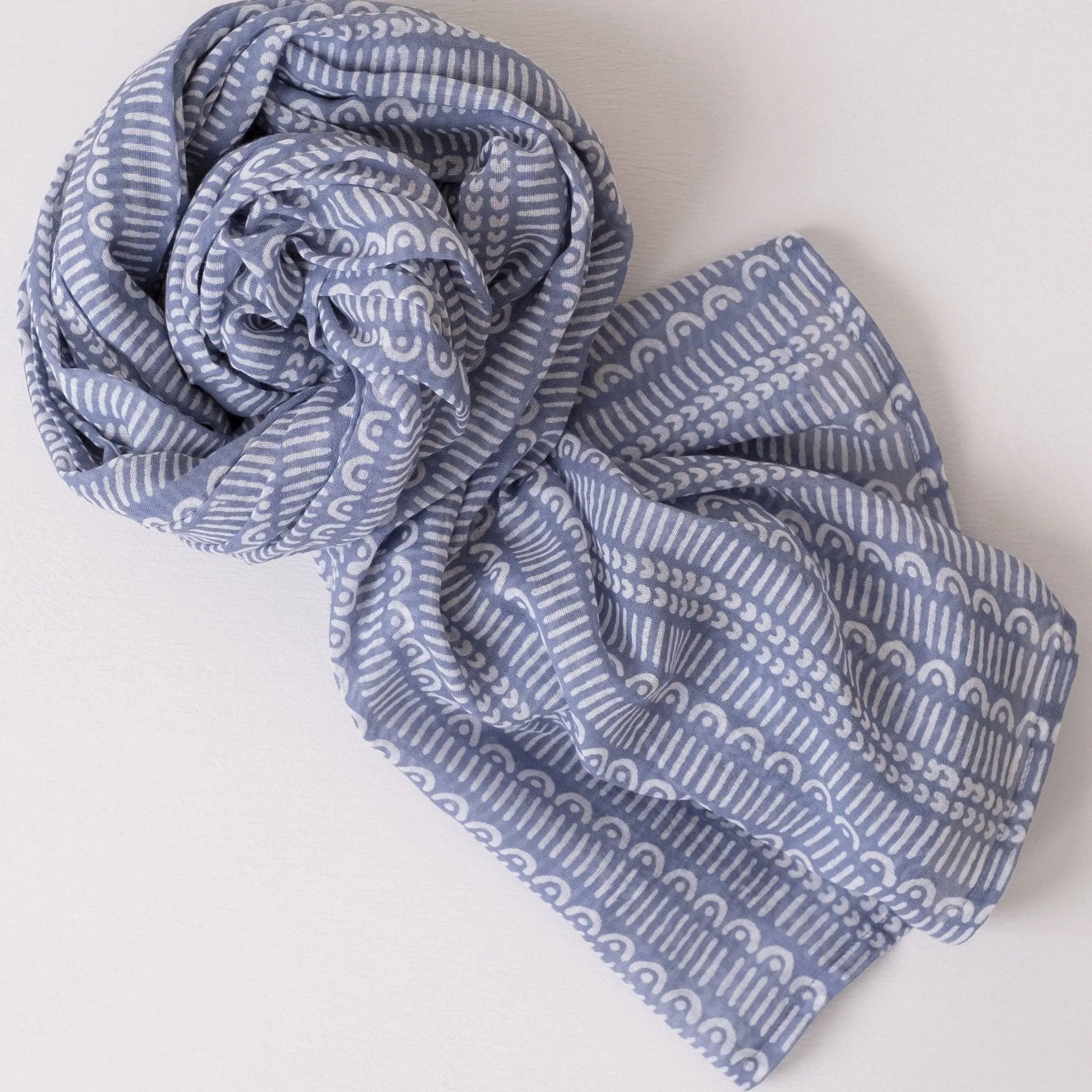 Javie Cloud Block Printed Scarf