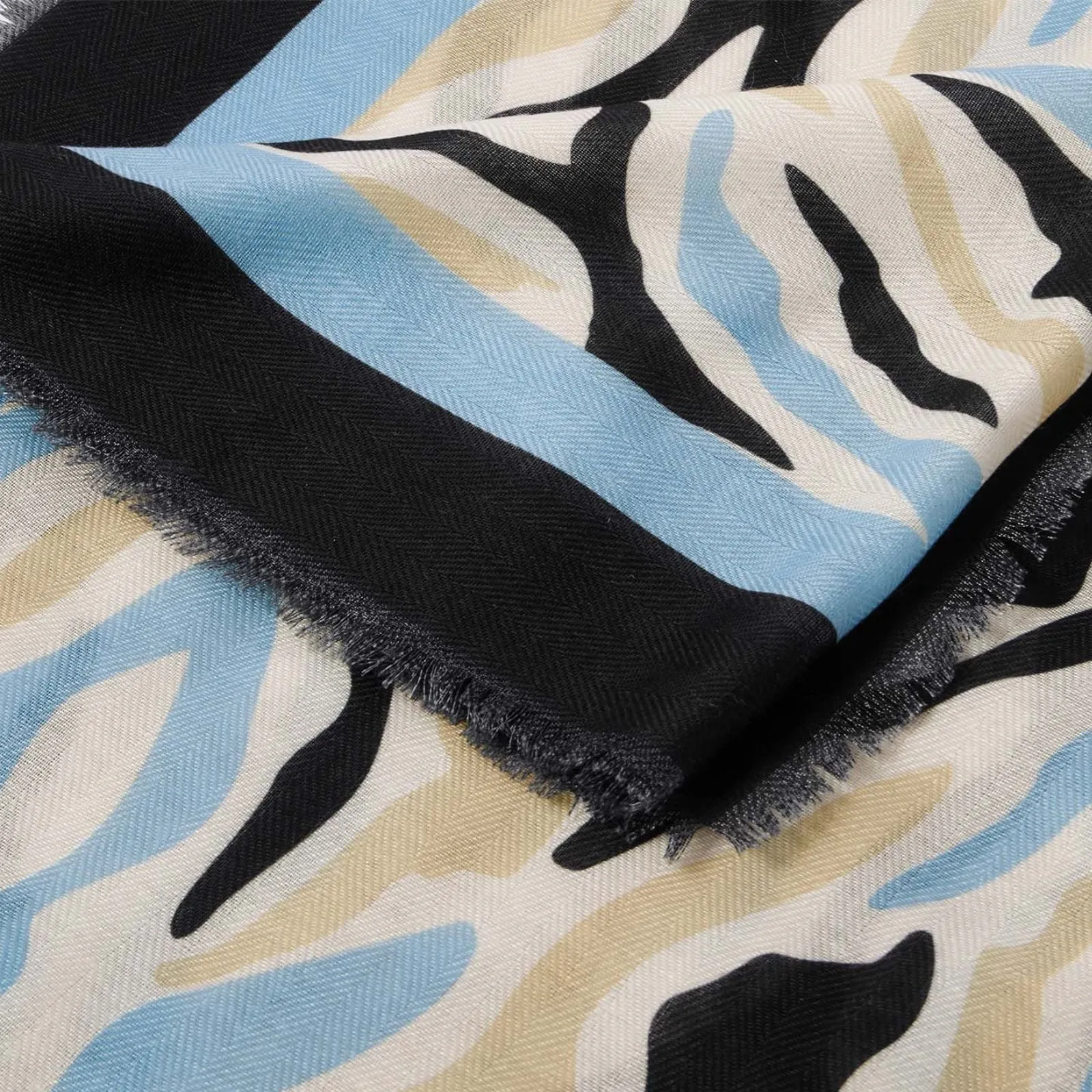 Katie Loxton Zebra Printed Scarf - Ecru Blue Black