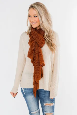 Knit Wrap Scarf- Dark Rust