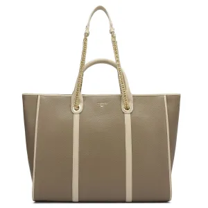 Large Wax Leather Satchel - Greyish Taupe