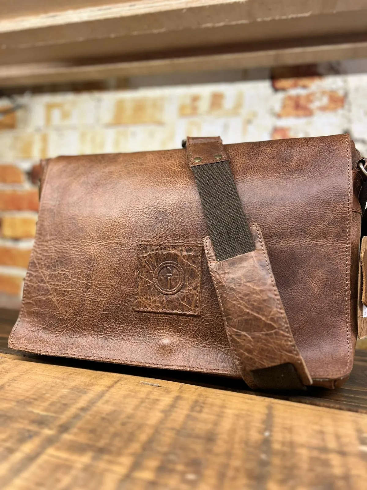 Leather Messenger Bag for Men - Soldier - 13