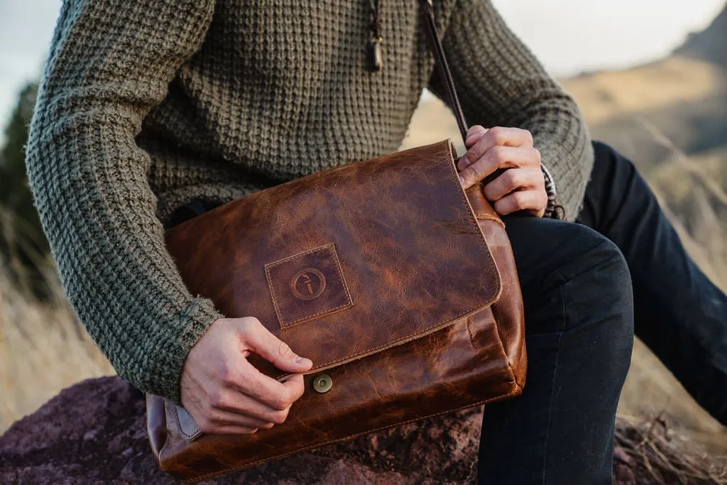 Leather Messenger Bag for Men - Soldier - 13