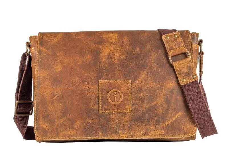 Leather Messenger Bag for Men - Soldier - 13