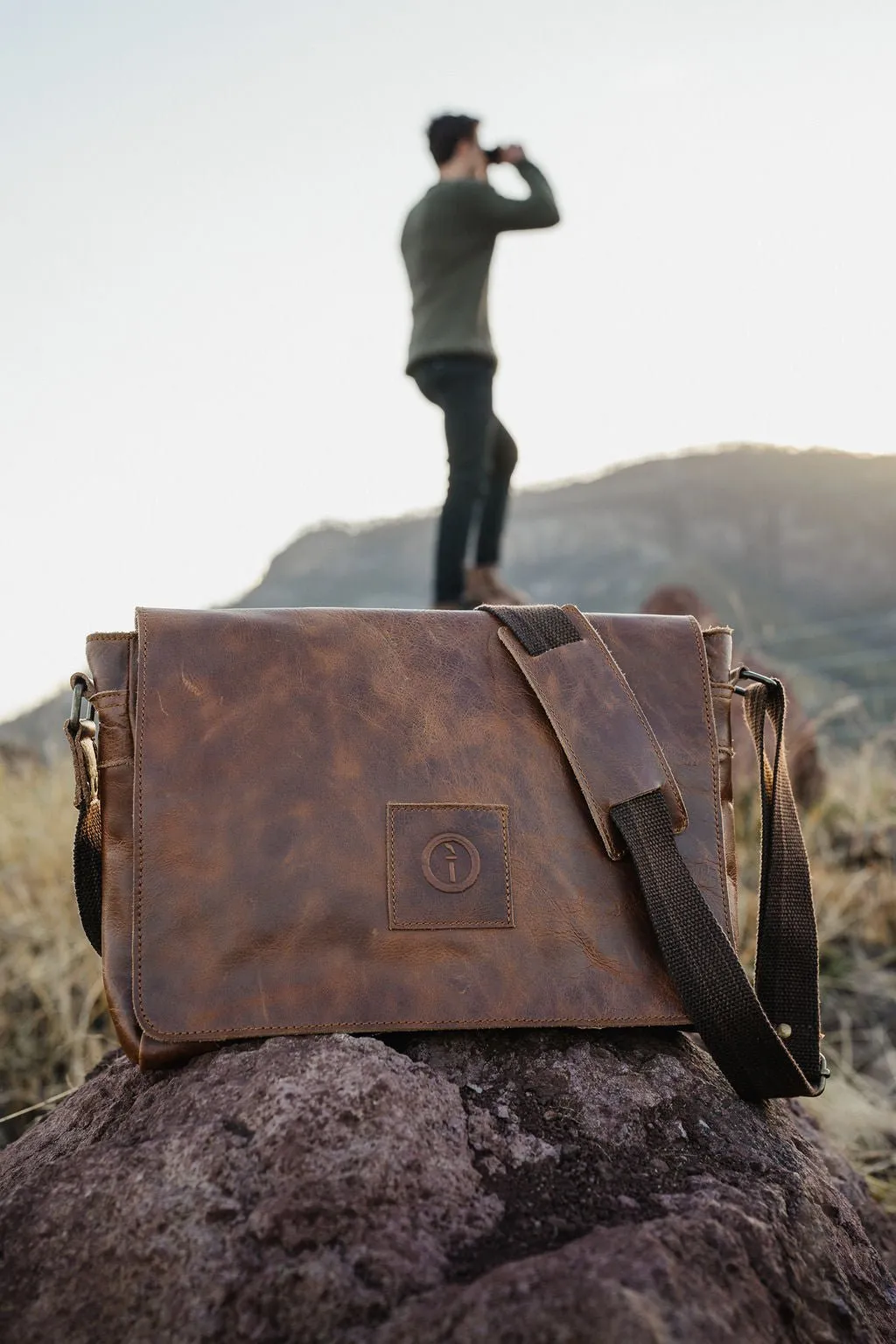Leather Messenger Bag for Men - Soldier - 13