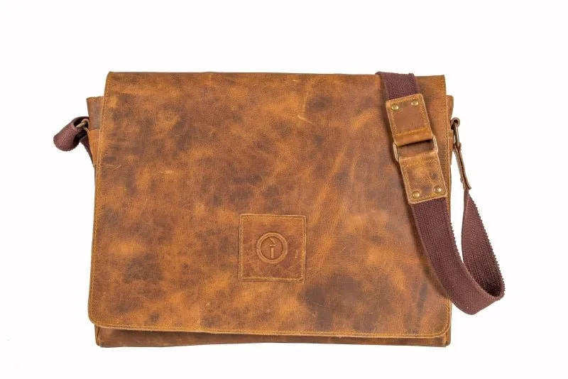 Leather Messenger Bag for Men - Soldier - 13