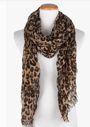 Leopard Printed Light Weight Oblong Wrap Scarf