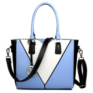 Lg1641 - Miss Lulu Leather Look V-shape Shoulder Handbag - Blue