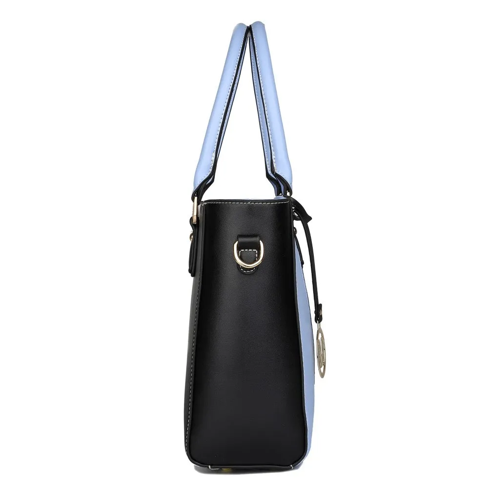 Lg1641 - Miss Lulu Leather Look V-shape Shoulder Handbag - Blue