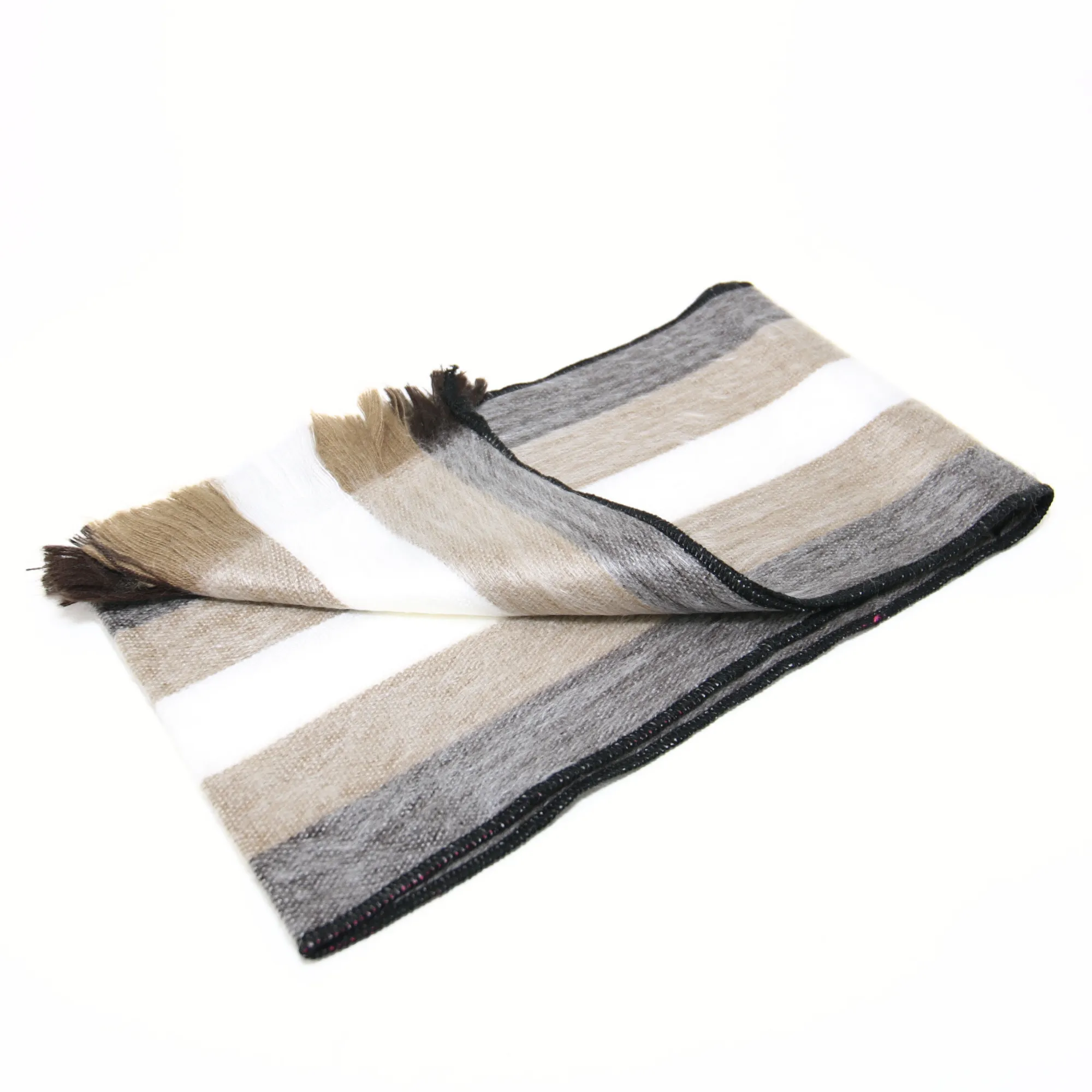 Light Brown, Black and White Alpaca Traditional Scarf