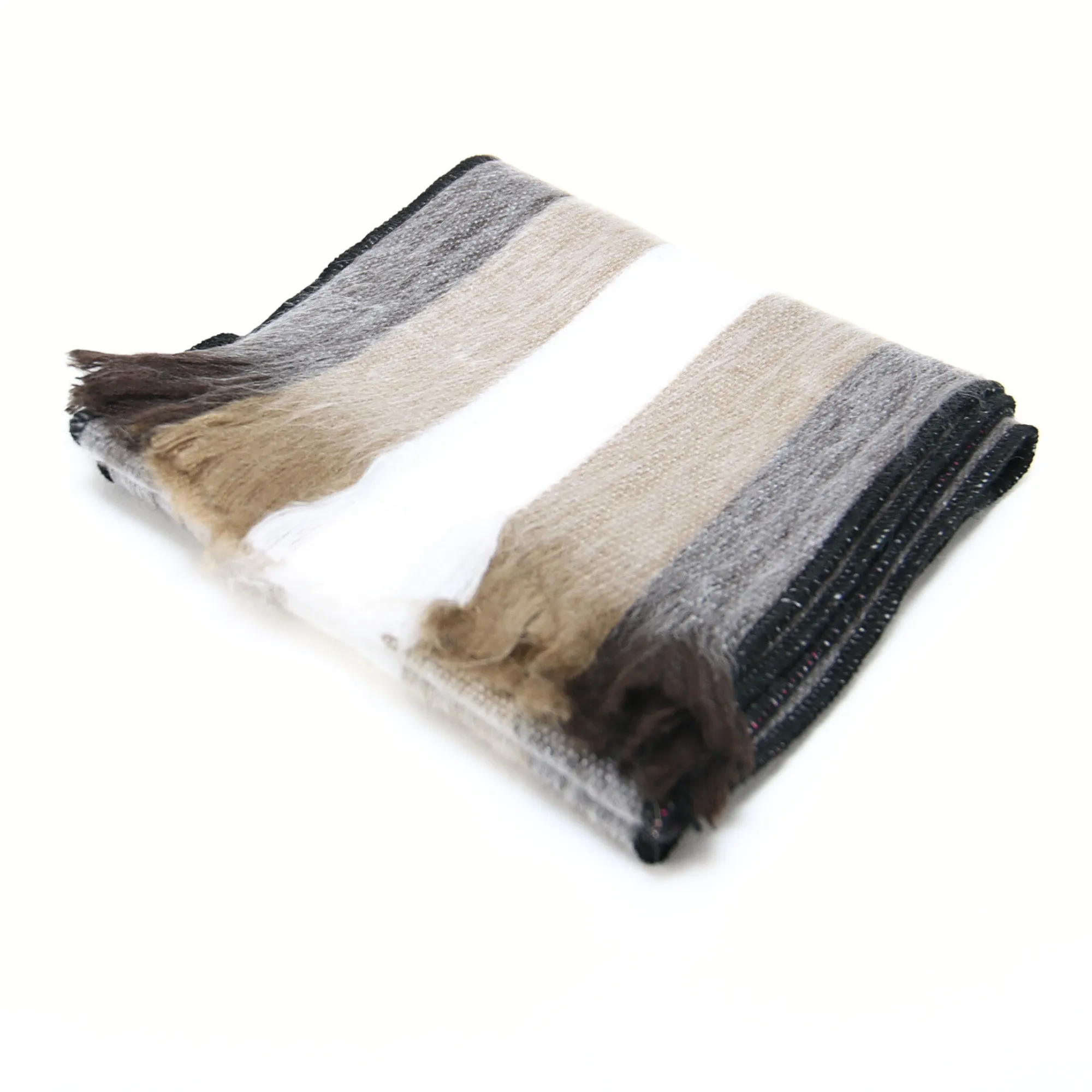Light Brown, Black and White Alpaca Traditional Scarf