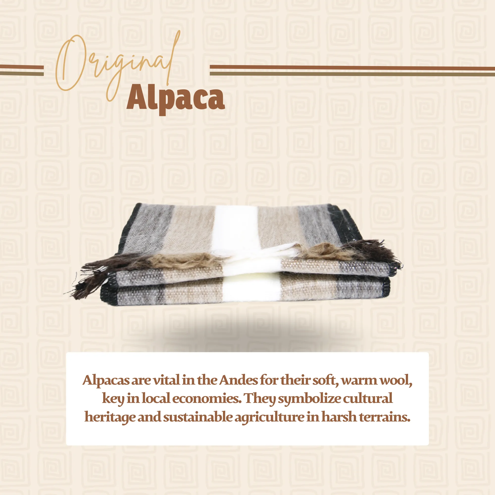 Light Brown, Black and White Alpaca Traditional Scarf