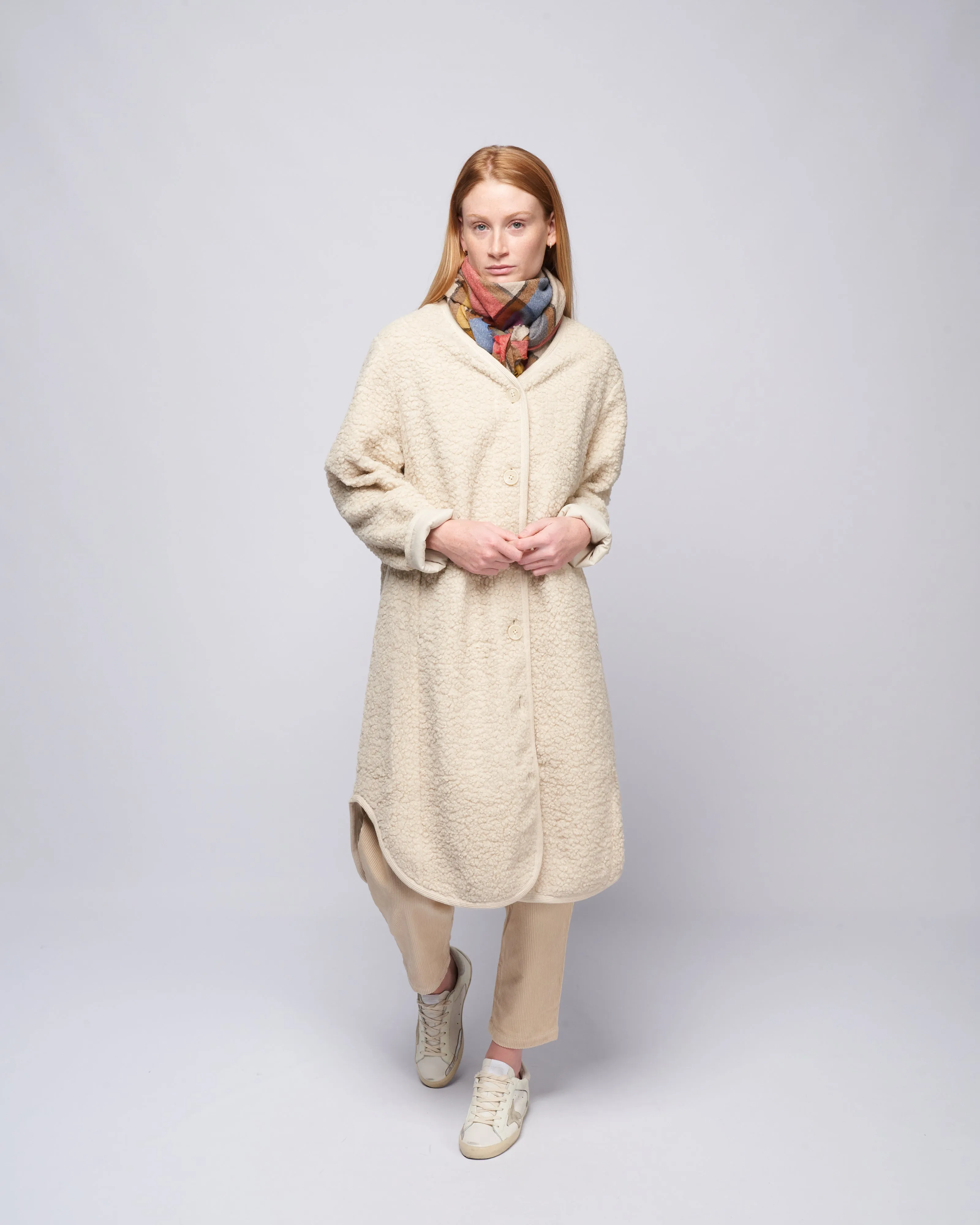 long curly jacket - dove