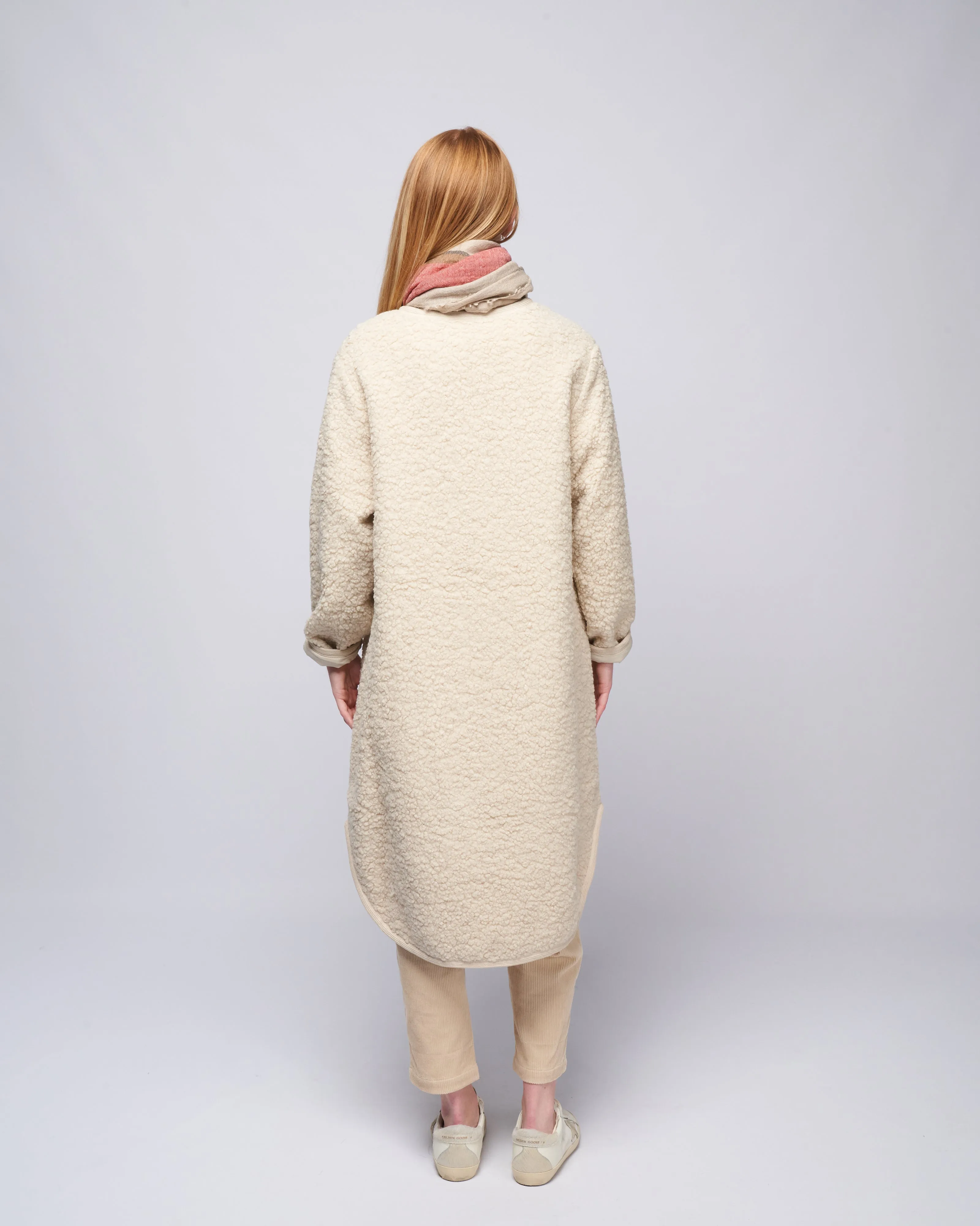 long curly jacket - dove