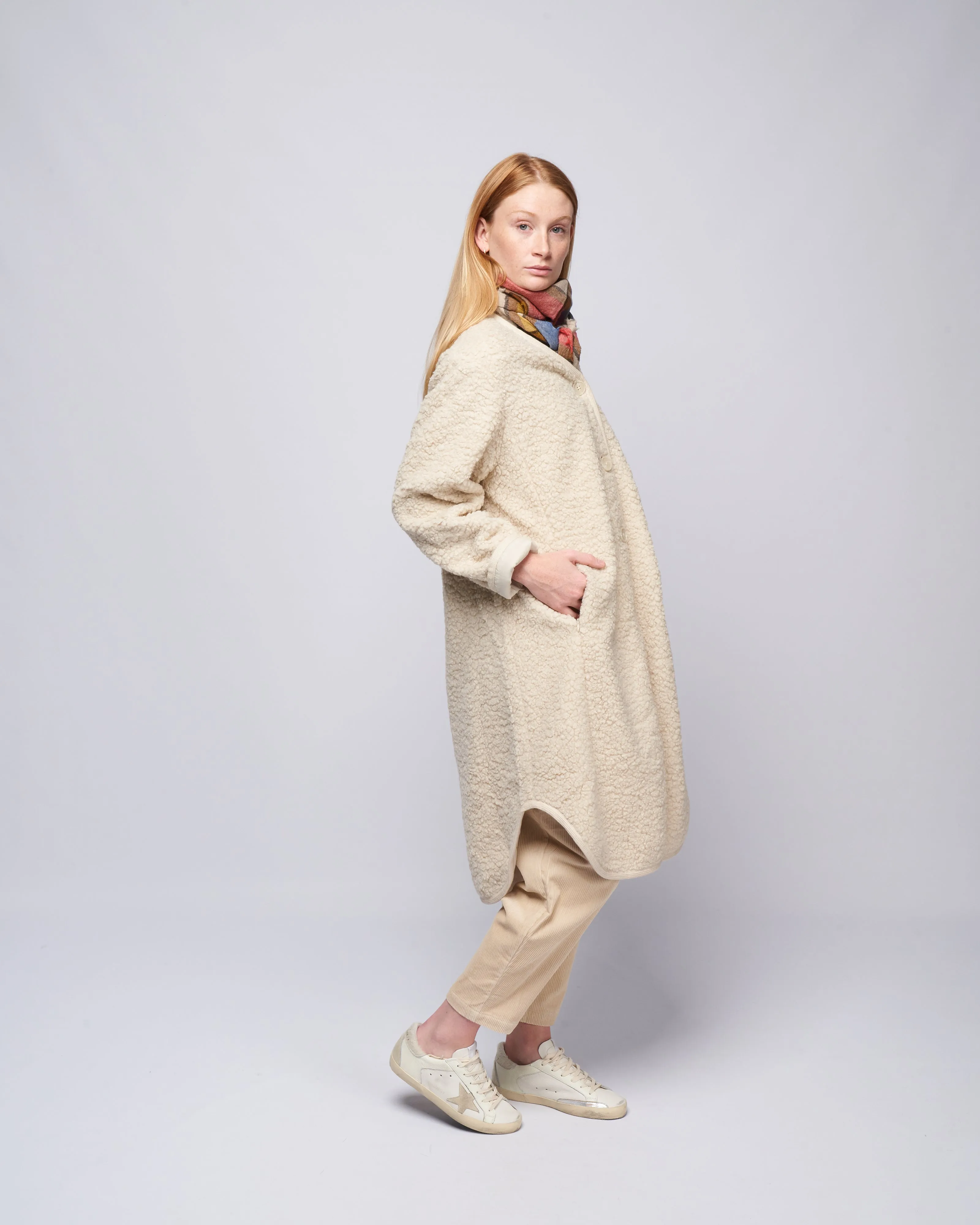 long curly jacket - dove