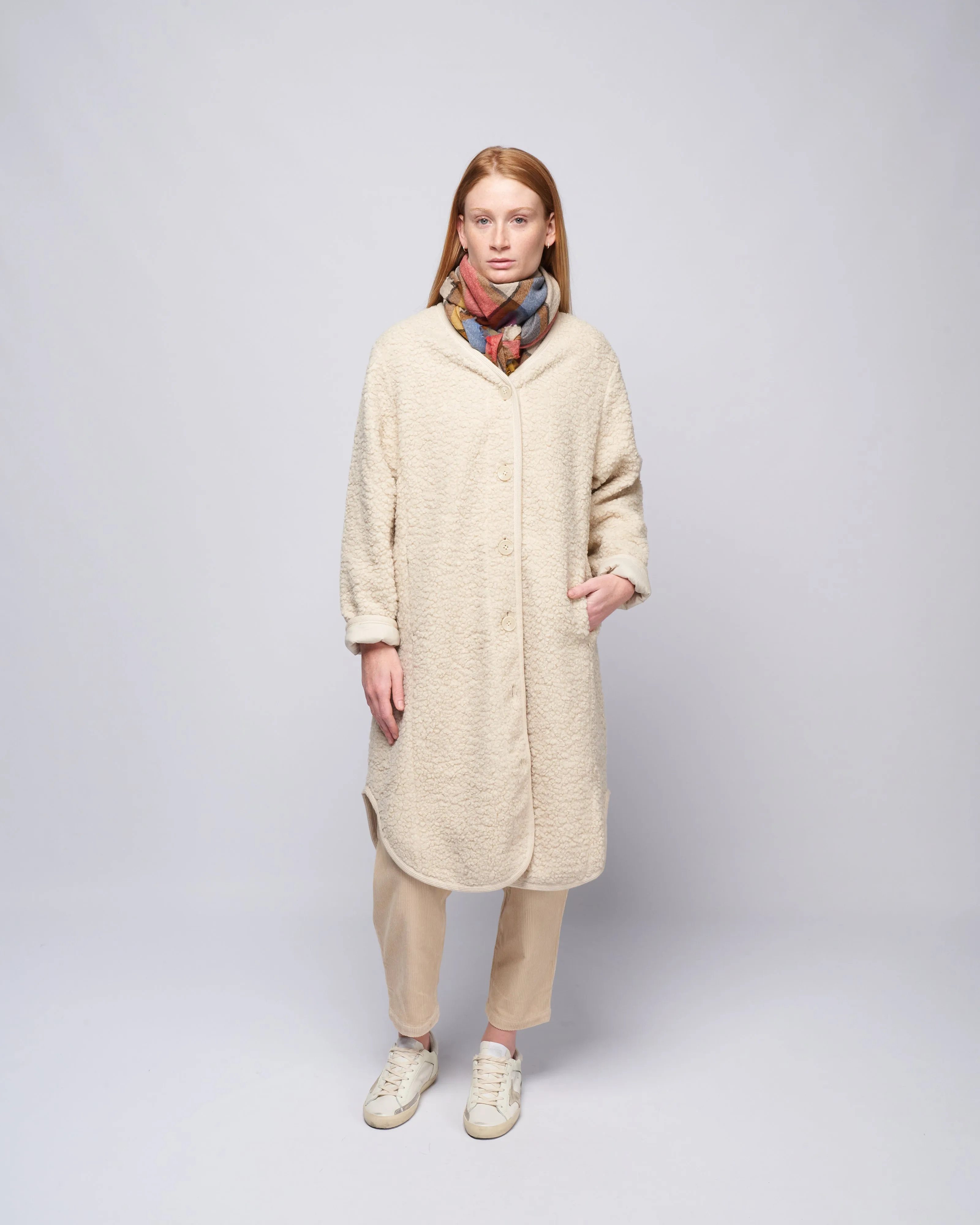 long curly jacket - dove