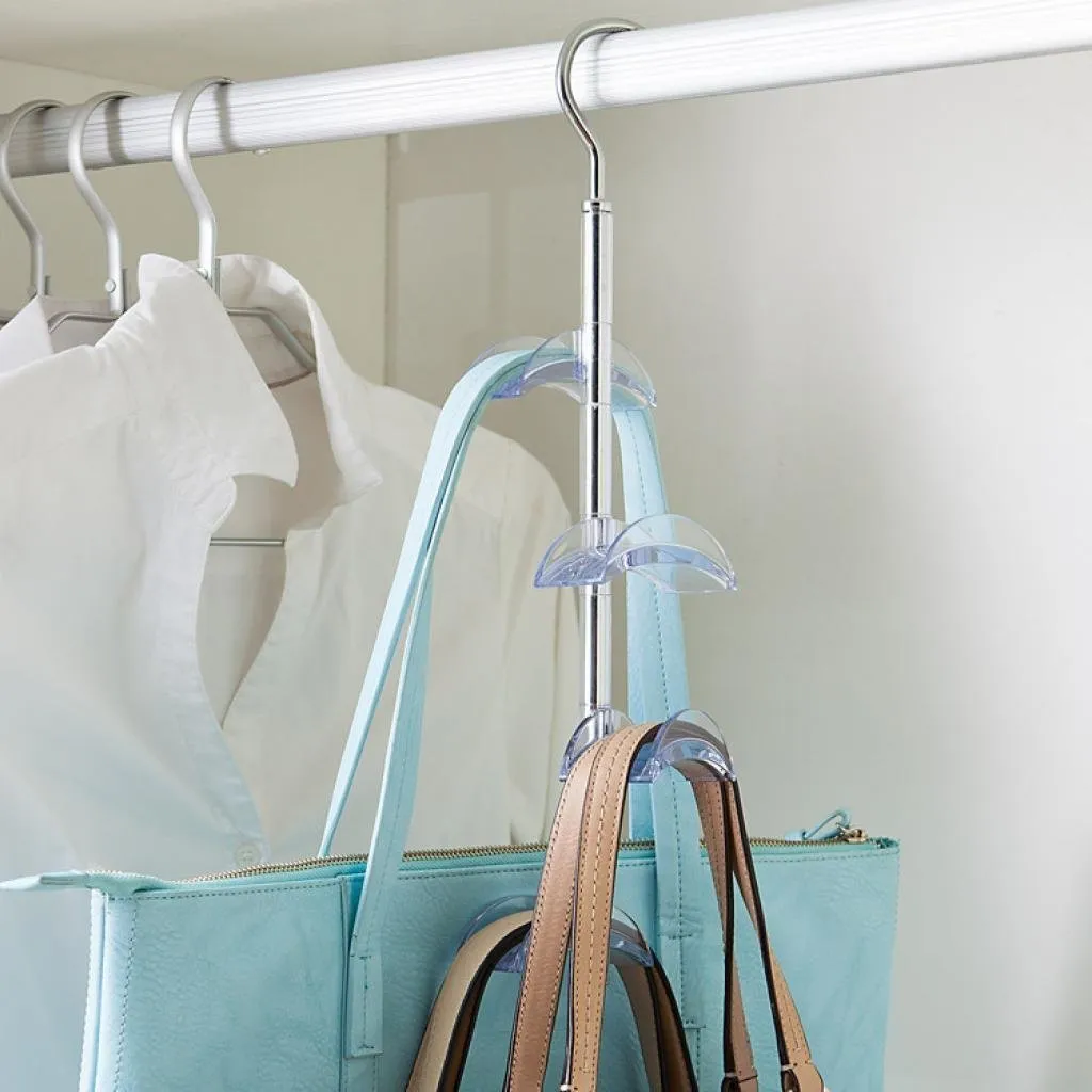 Louise Maelys 3 Packs Hanger Rack 4 Hooks Closet Organizer for Handbags, Scarves, Ties, Belts - 360 Degree Rotating