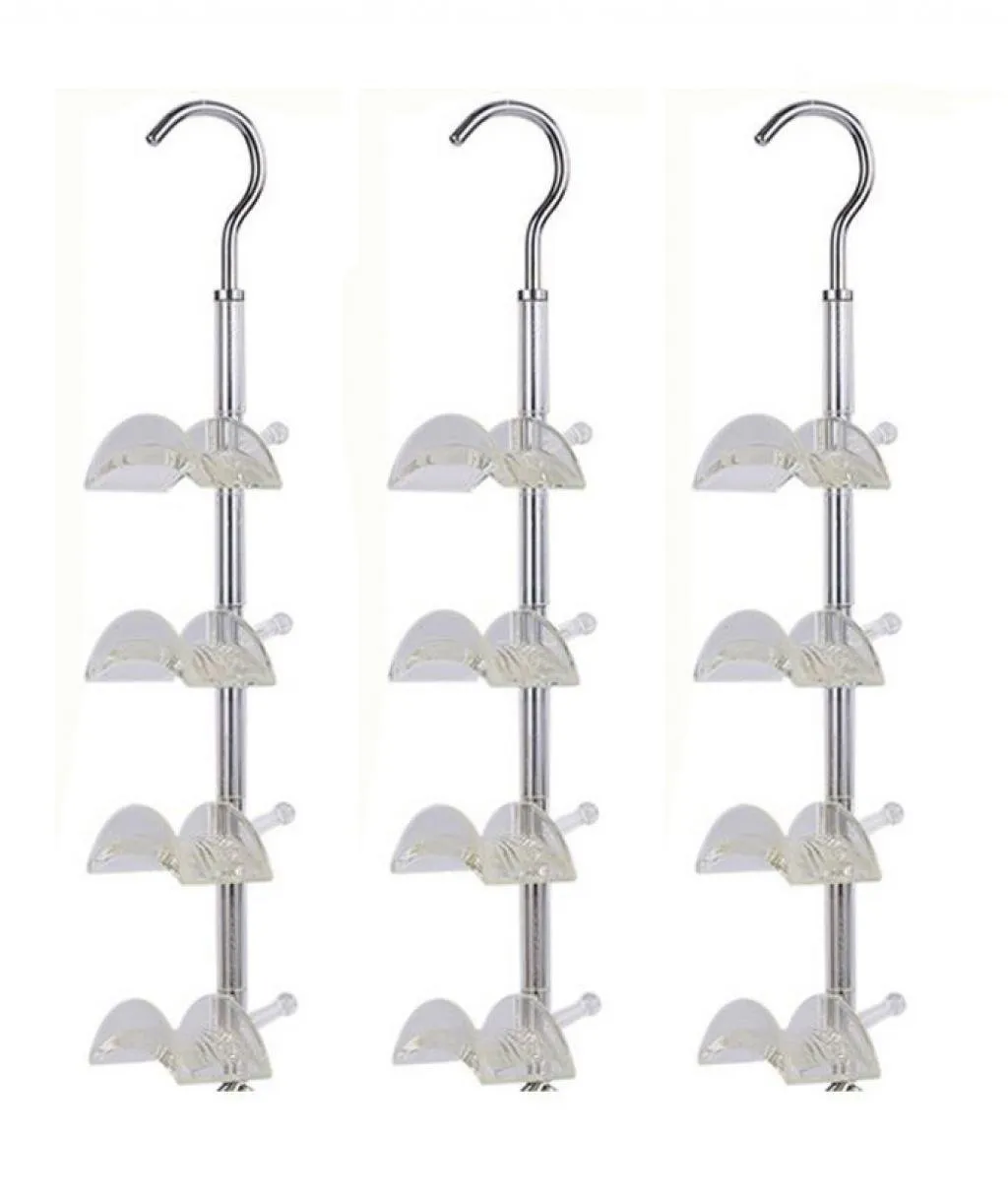 Louise Maelys 3 Packs Hanger Rack 4 Hooks Closet Organizer for Handbags, Scarves, Ties, Belts - 360 Degree Rotating