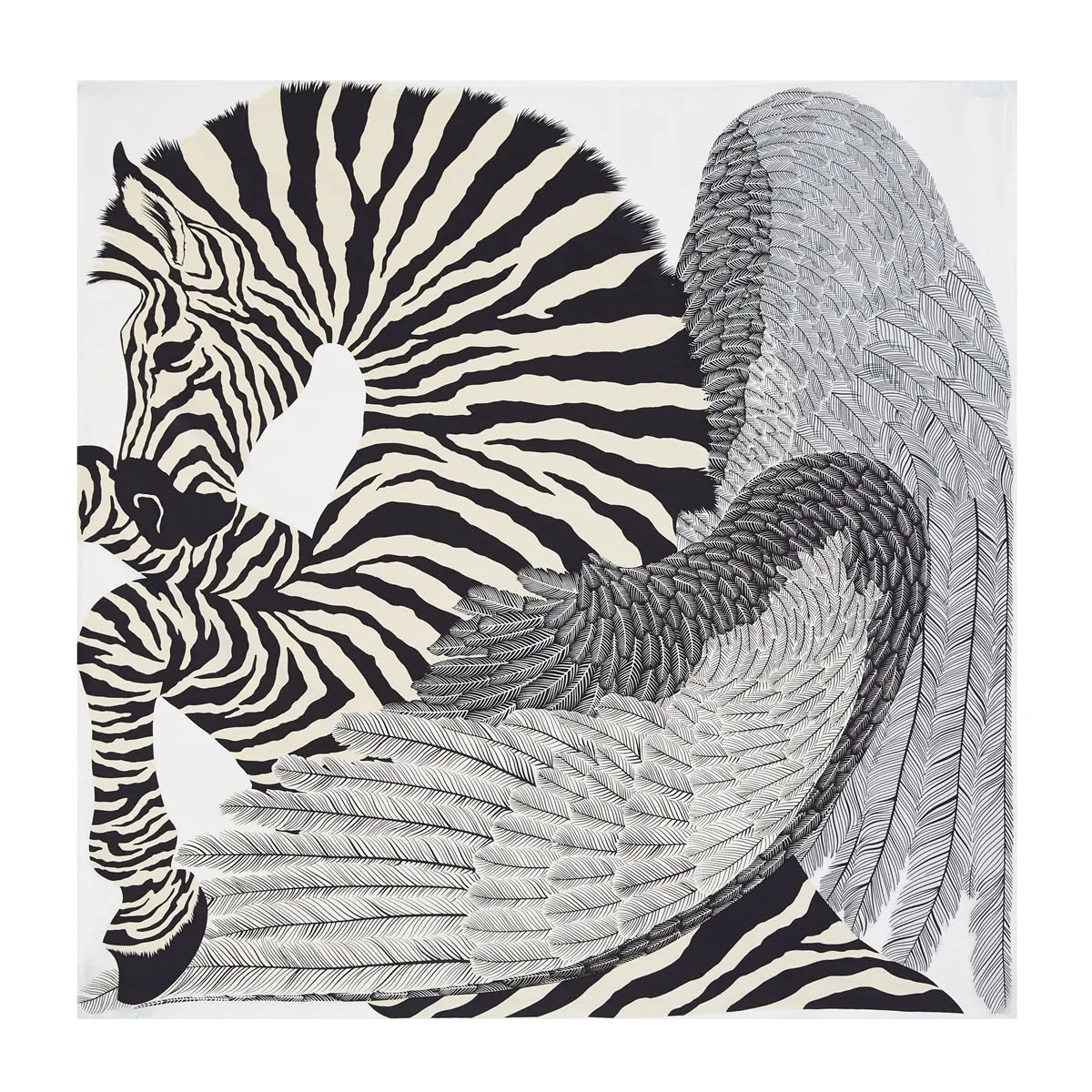Luxury Brand 90cm Winged Horse Twill Silk Square Scarf