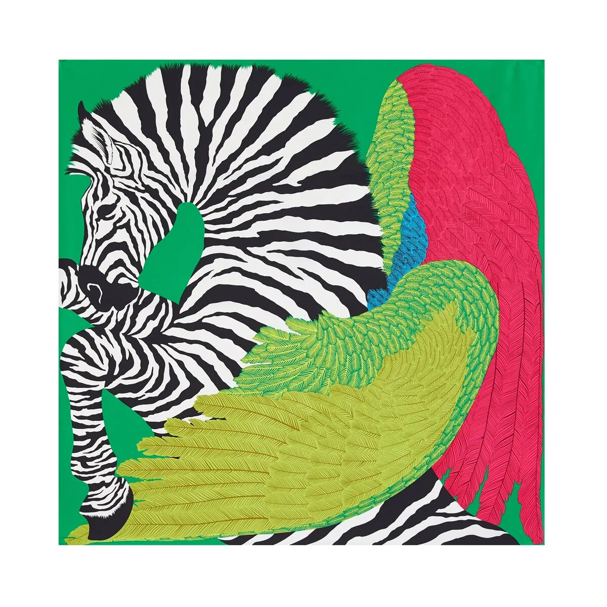 Luxury Brand 90cm Winged Horse Twill Silk Square Scarf