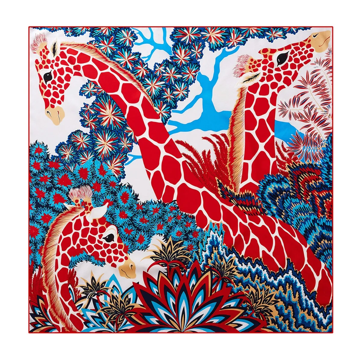 Luxury Brand 90cm Winged Horse Twill Silk Square Scarf