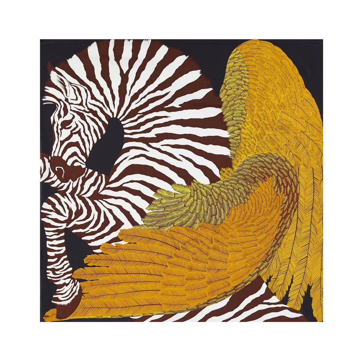 Luxury Brand 90cm Winged Horse Twill Silk Square Scarf