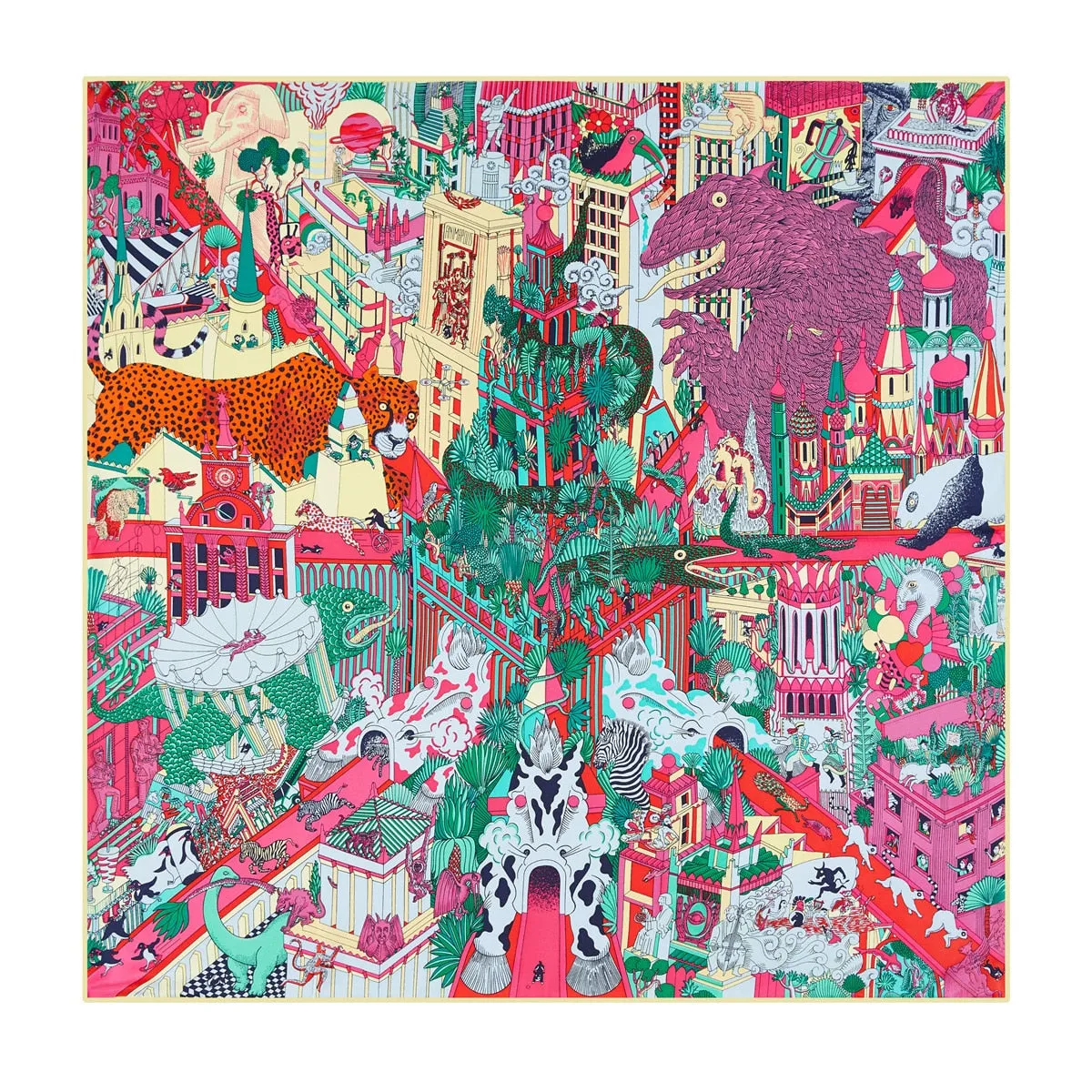 Luxury Brand 90cm Winged Horse Twill Silk Square Scarf