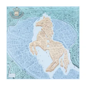 Luxury Brand 90cm Winged Horse Twill Silk Square Scarf