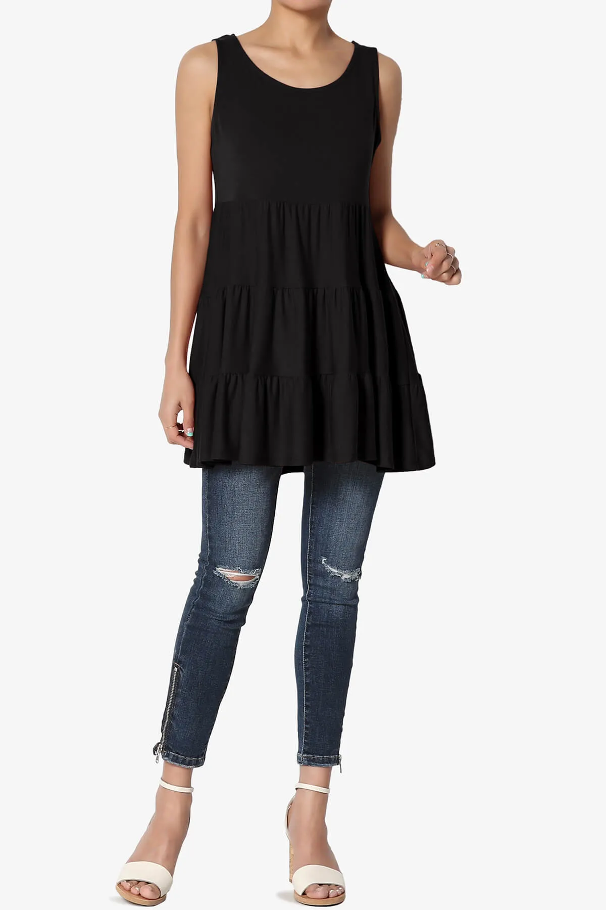 Maiika Sleeveless Tiered Ruffle Top PLUS