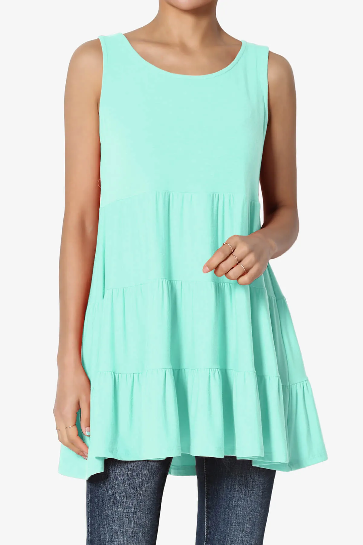 Maiika Sleeveless Tiered Ruffle Top PLUS