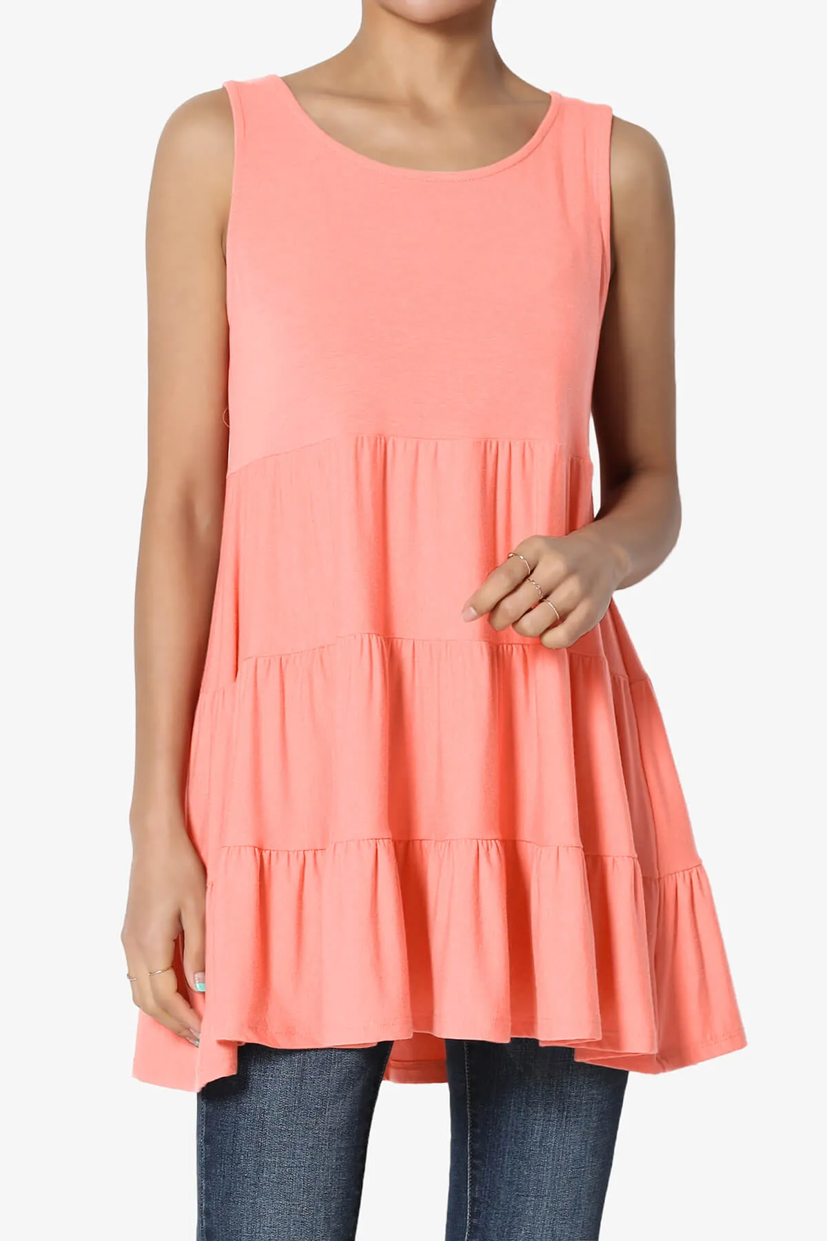 Maiika Sleeveless Tiered Ruffle Top PLUS