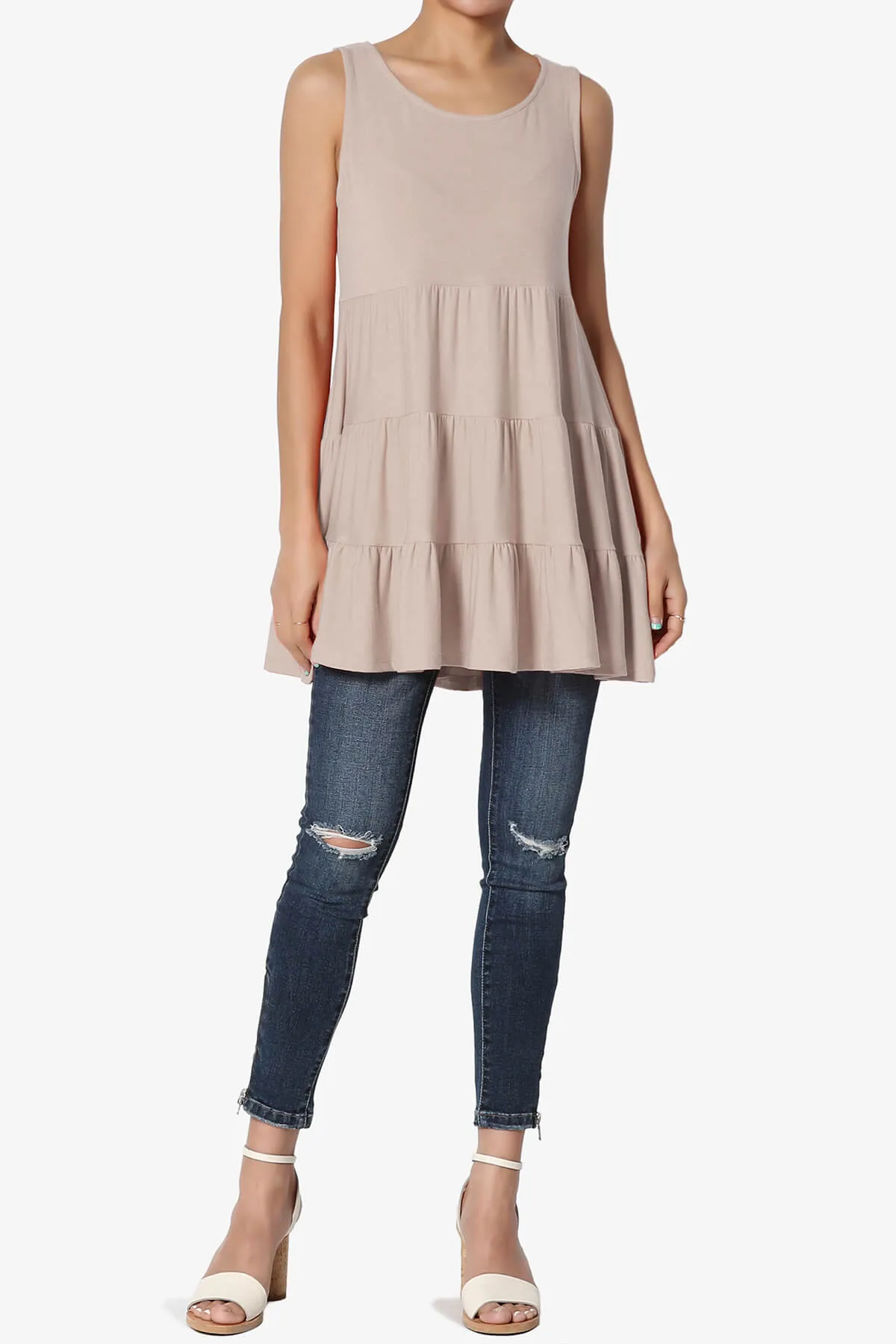 Maiika Sleeveless Tiered Ruffle Top PLUS