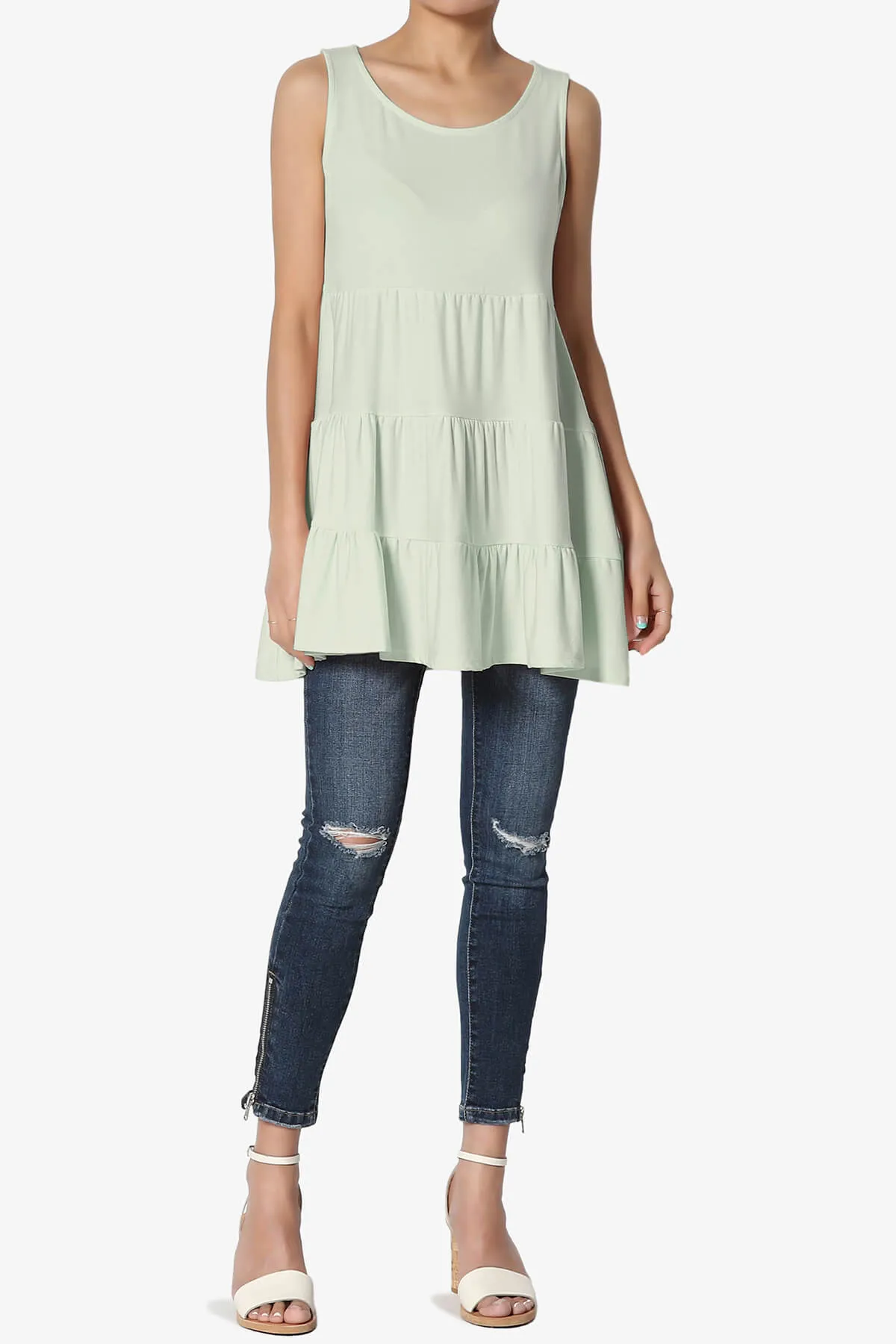 Maiika Sleeveless Tiered Ruffle Top PLUS