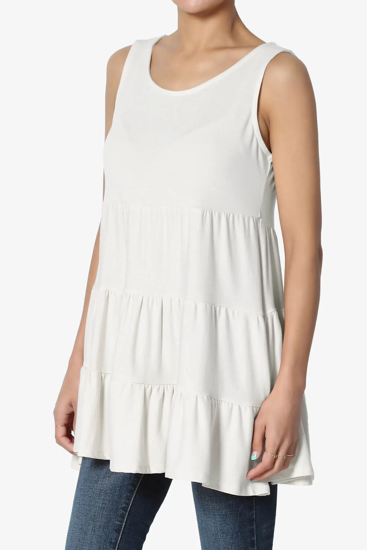 Maiika Sleeveless Tiered Ruffle Top PLUS
