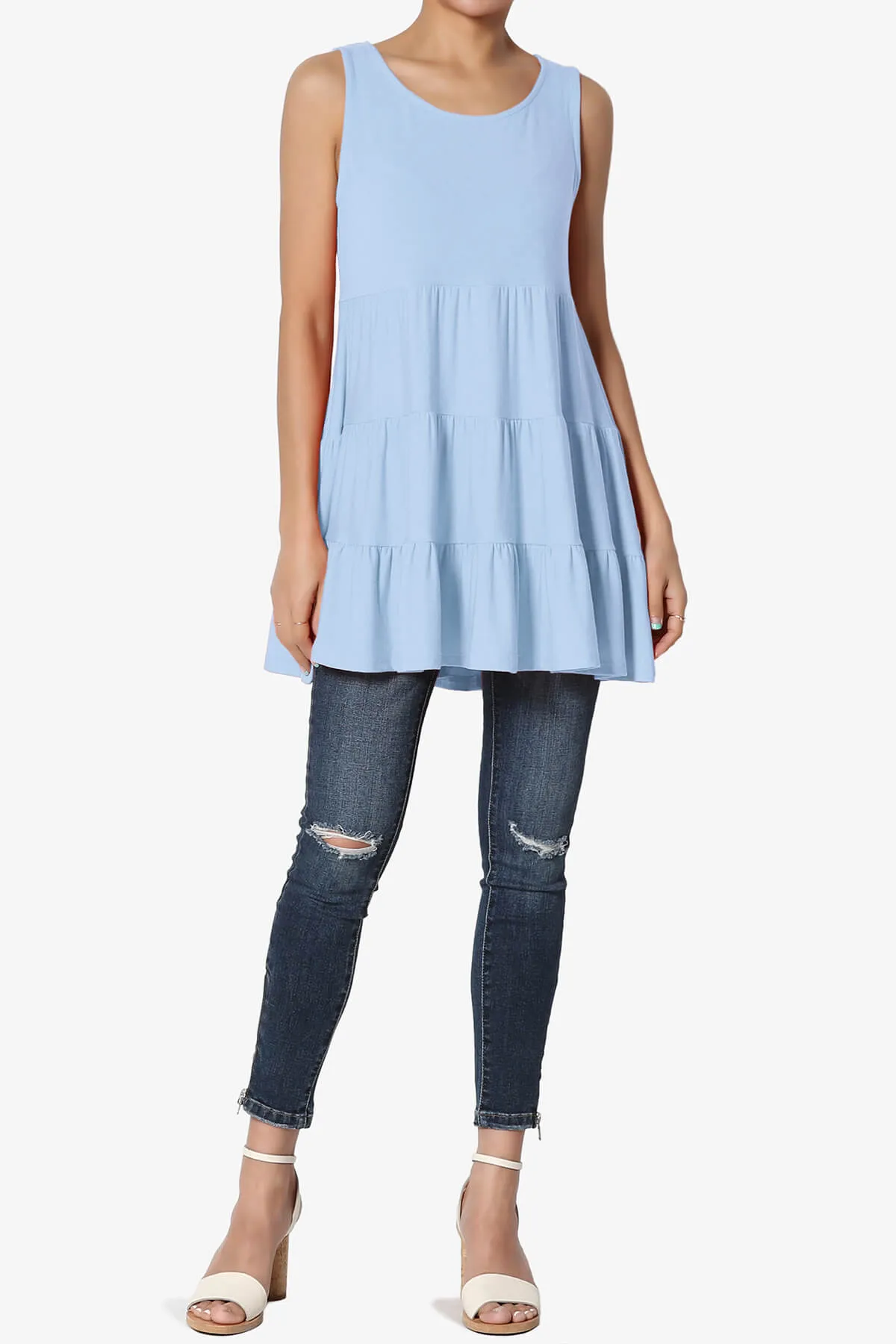Maiika Sleeveless Tiered Ruffle Top PLUS