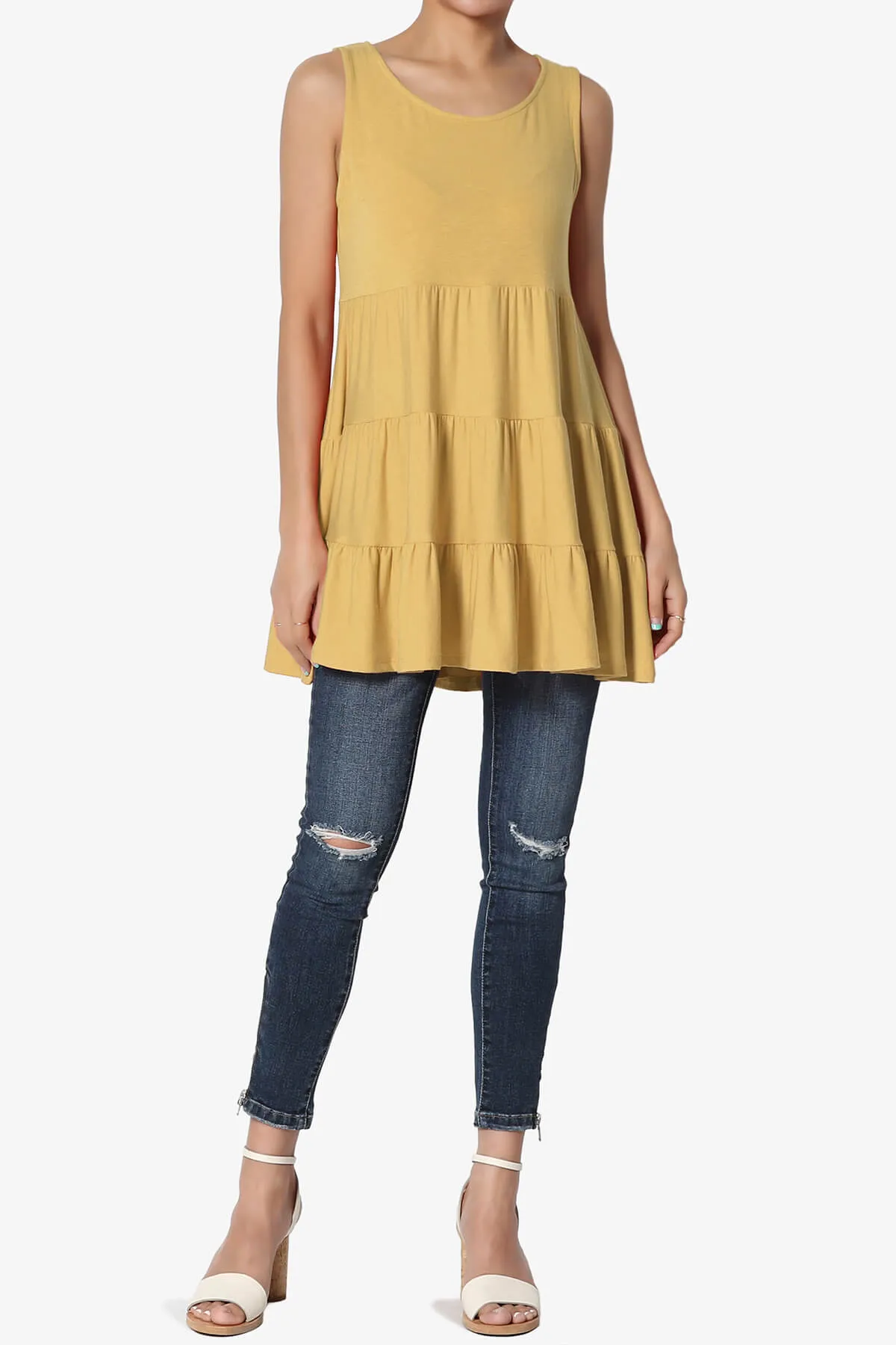 Maiika Sleeveless Tiered Ruffle Top PLUS