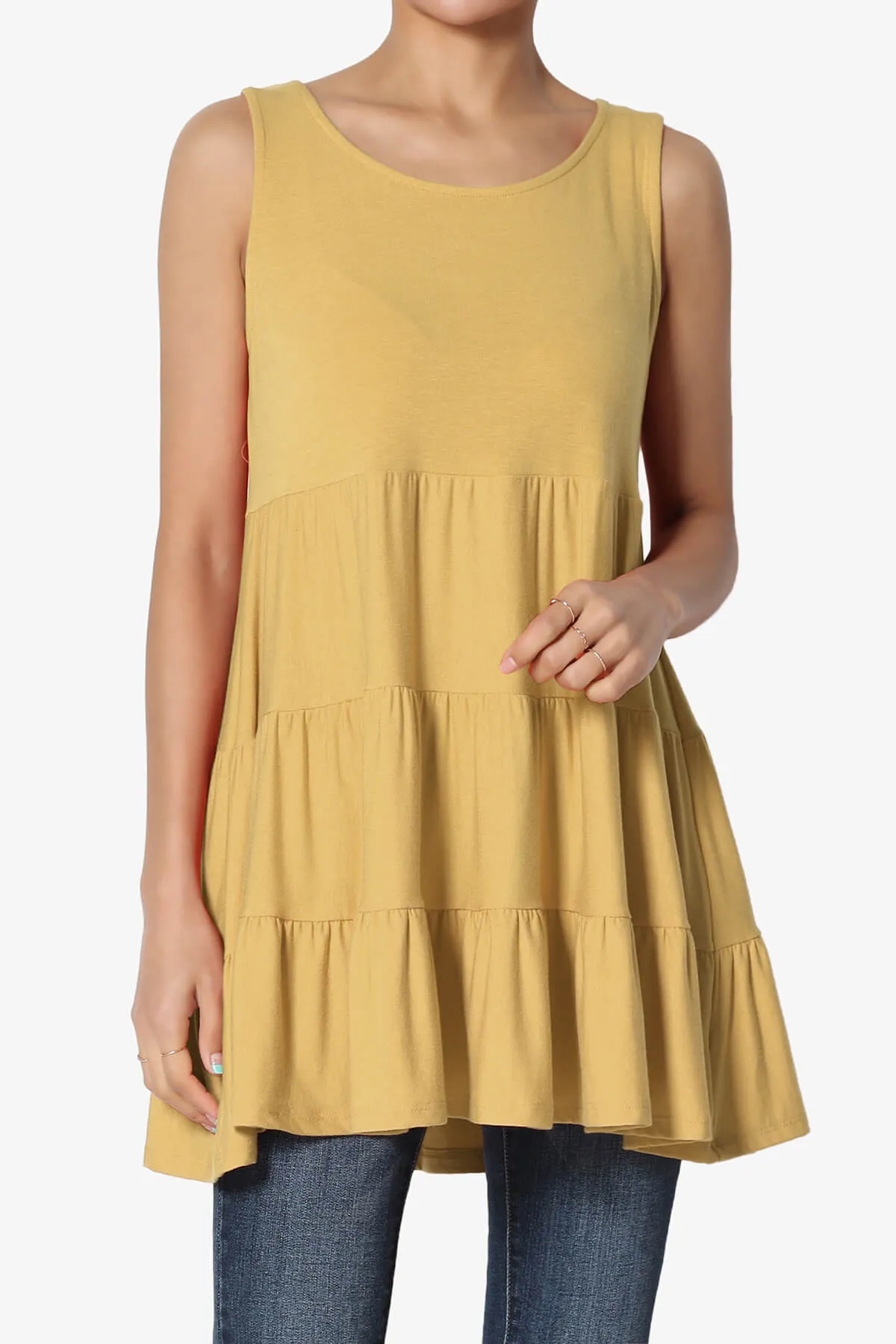 Maiika Sleeveless Tiered Ruffle Top PLUS